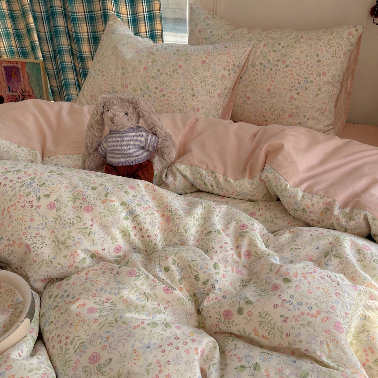 91家纺网 家纺一手货源 找家纺 XIWEN-希文家纺 2026春夏新款40支全棉纯棉13372小清新印花四件套 浪漫花香