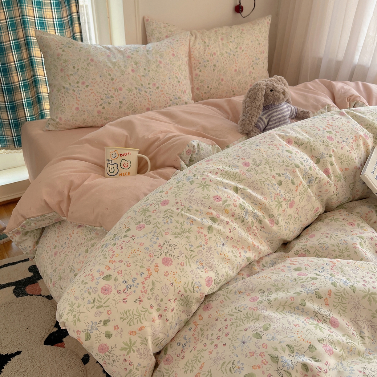 91家纺网 家纺一手货源 找家纺 XIWEN-希文家纺 2026春夏新款40支全棉纯棉13372小清新印花四件套 浪漫花香