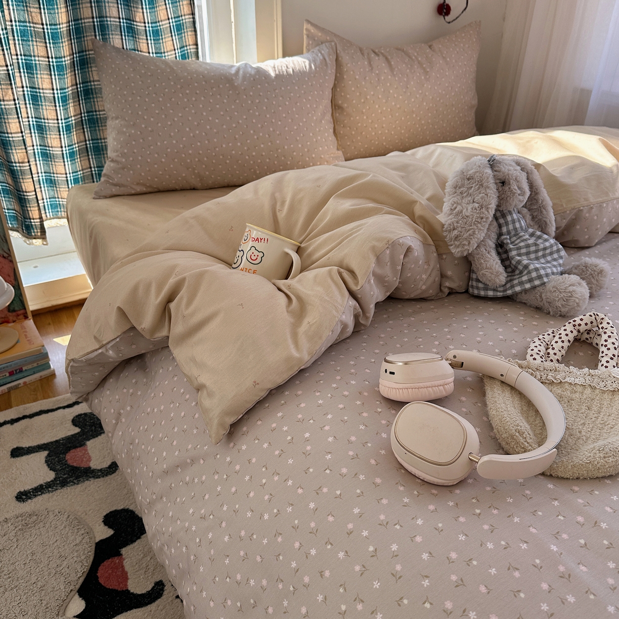 91家纺网 家纺一手货源 找家纺 XIWEN-希文家纺 2026春夏新款40支全棉纯棉13372小清新印花四件套 浅爱