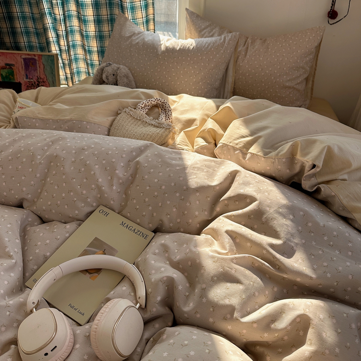 91家纺网 家纺一手货源 找家纺 XIWEN-希文家纺 2026春夏新款40支全棉纯棉13372小清新印花四件套 浅爱