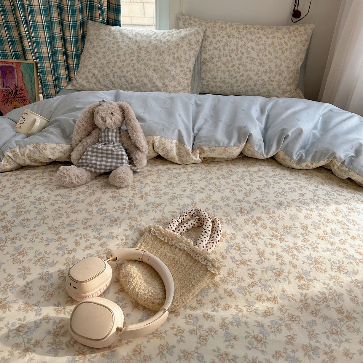 91家纺网 家纺一手货源 找家纺 XIWEN-希文家纺 2026春夏新款40支全棉纯棉13372小清新印花四件套 山茶丝语