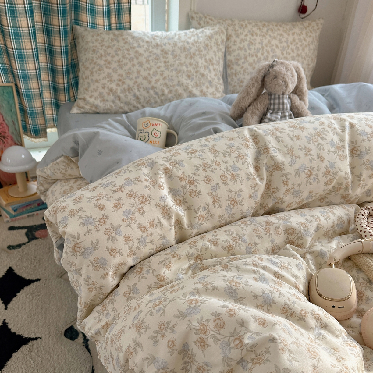 91家纺网 家纺一手货源 找家纺 XIWEN-希文家纺 2026春夏新款40支全棉纯棉13372小清新印花四件套 山茶丝语