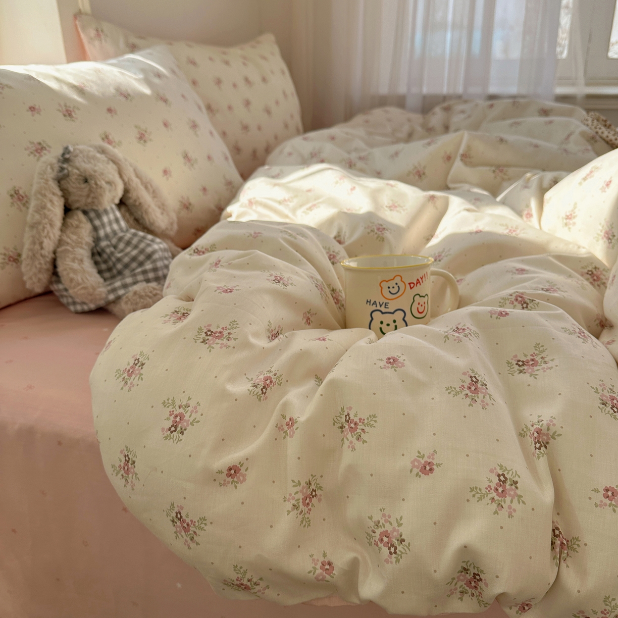 91家纺网 家纺一手货源 找家纺 XIWEN-希文家纺 2026春夏新款40支全棉纯棉13372小清新印花四件套 时宜