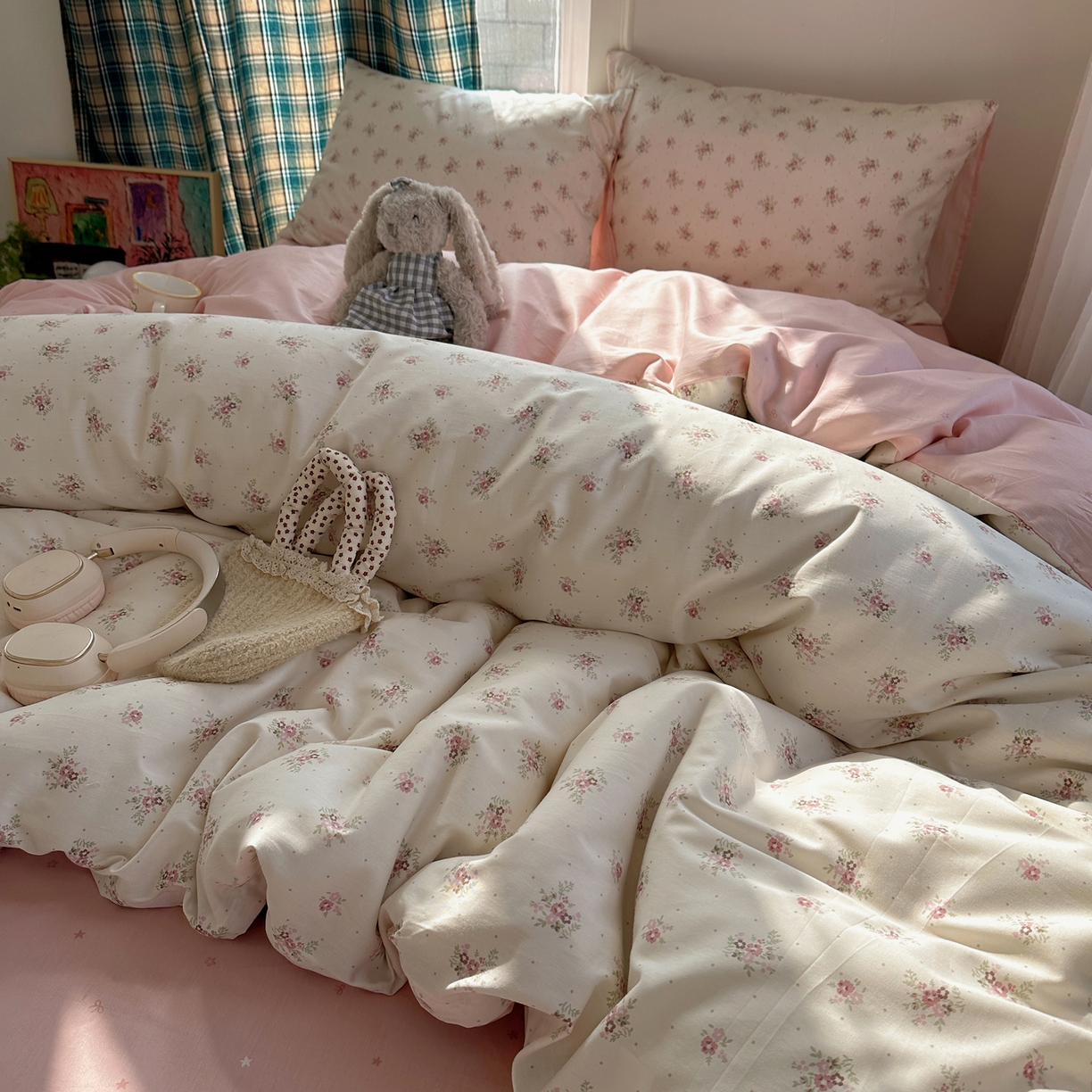 91家纺网 家纺一手货源 找家纺 XIWEN-希文家纺 2026春夏新款40支全棉纯棉13372小清新印花四件套 时宜