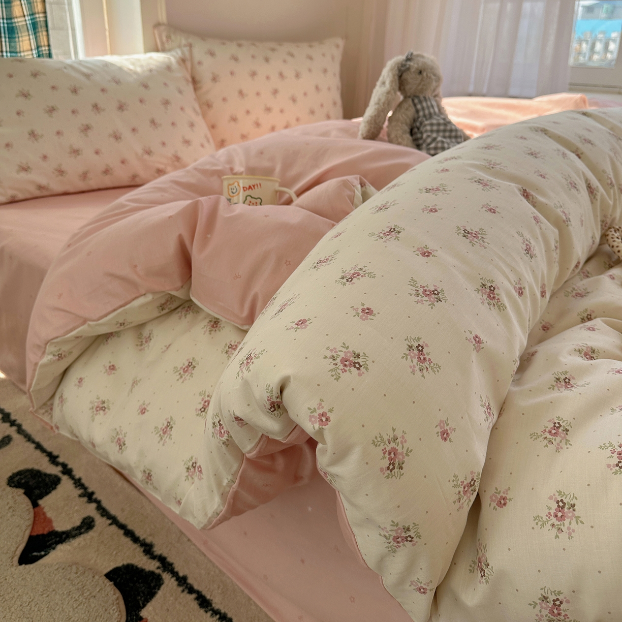 91家纺网 家纺一手货源 找家纺 XIWEN-希文家纺 2026春夏新款40支全棉纯棉13372小清新印花四件套 时宜