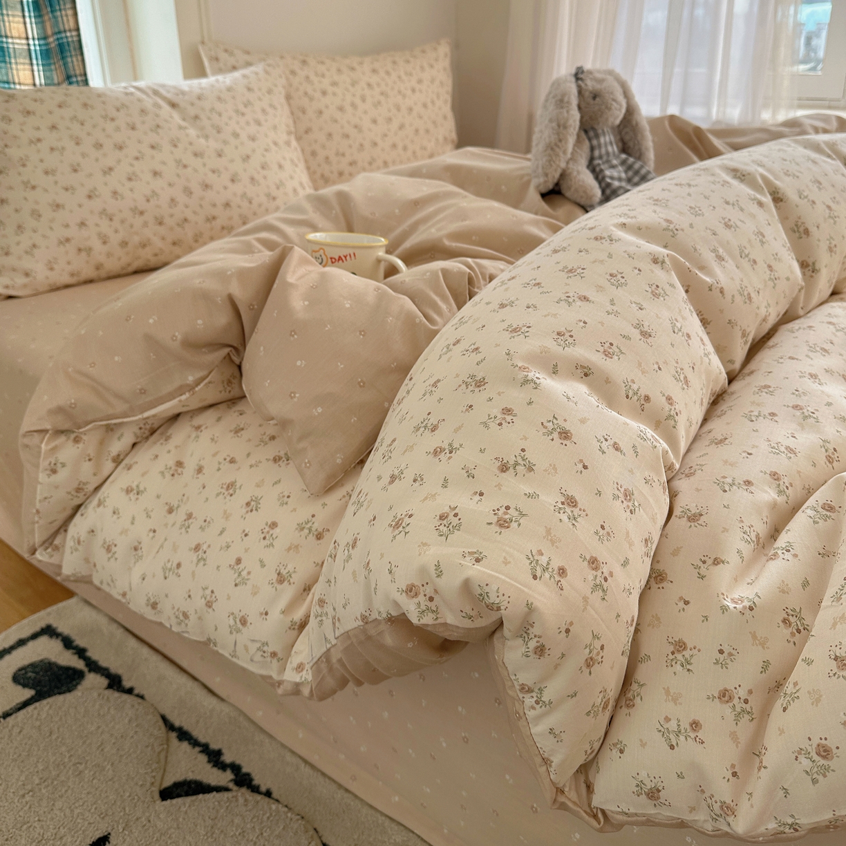 91家纺网 家纺一手货源 找家纺 XIWEN-希文家纺 2026春夏新款40支全棉纯棉13372小清新印花四件套 温婉