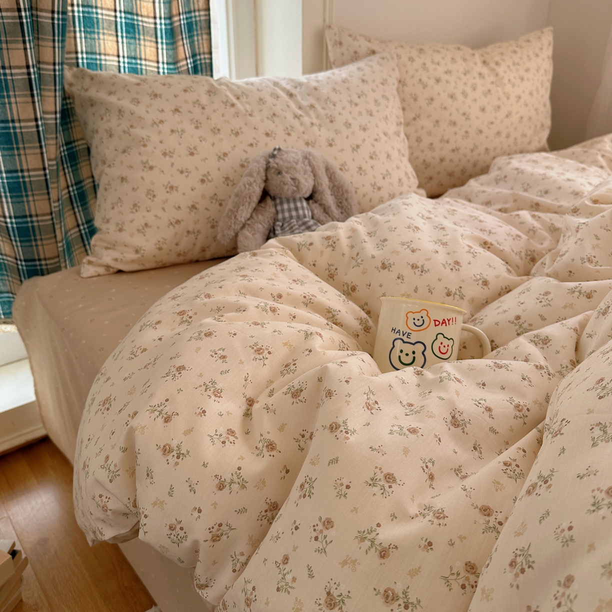 91家纺网 家纺一手货源 找家纺 XIWEN-希文家纺 2026春夏新款40支全棉纯棉13372小清新印花四件套 温婉