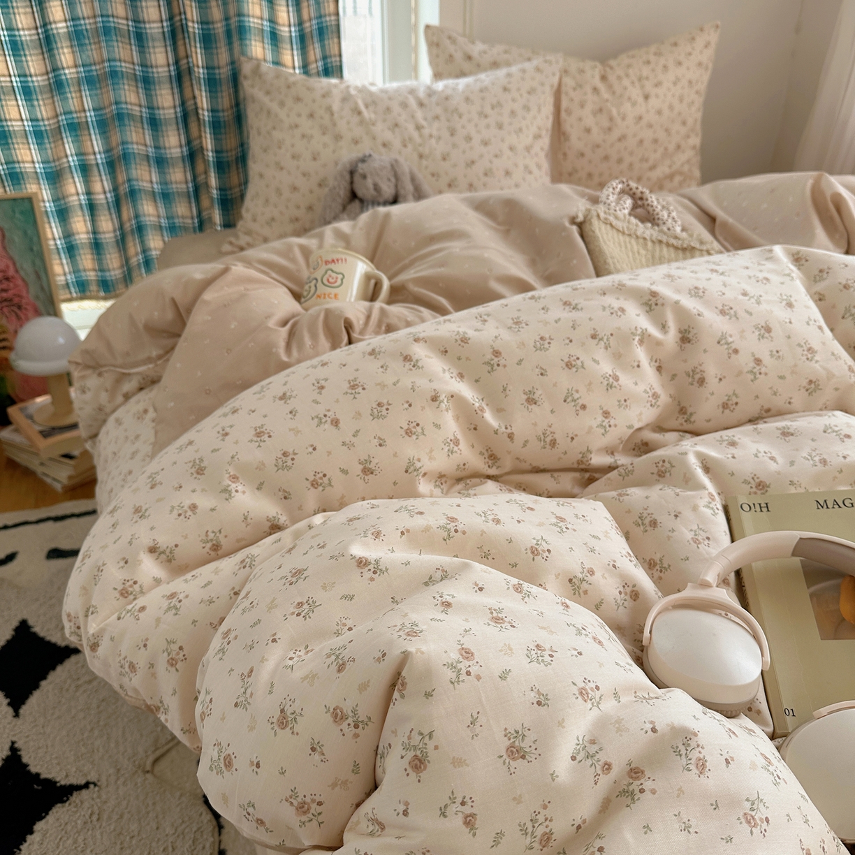 91家纺网 家纺一手货源 找家纺 XIWEN-希文家纺 2026春夏新款40支全棉纯棉13372小清新印花四件套 温婉