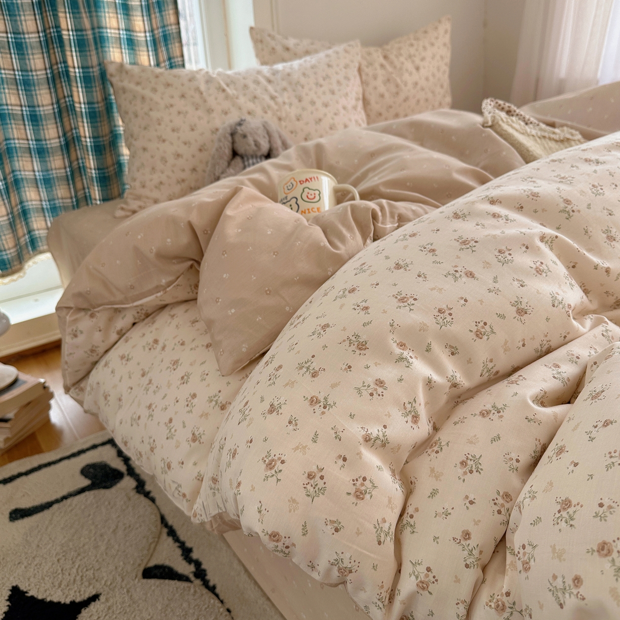 91家纺网 家纺一手货源 找家纺 XIWEN-希文家纺 2026春夏新款40支全棉纯棉13372小清新印花四件套 温婉