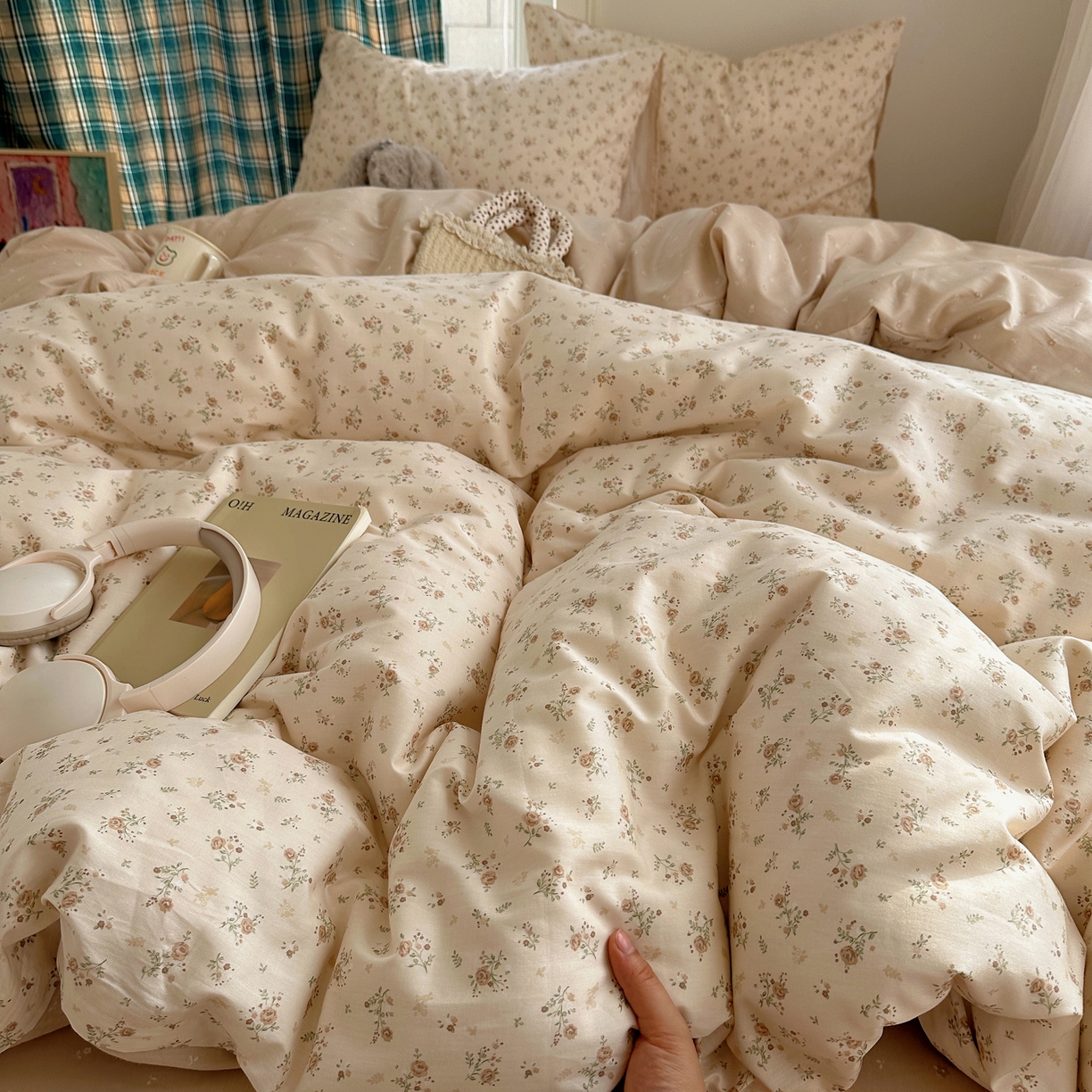 91家纺网 家纺一手货源 找家纺 XIWEN-希文家纺 2026春夏新款40支全棉纯棉13372小清新印花四件套 温婉