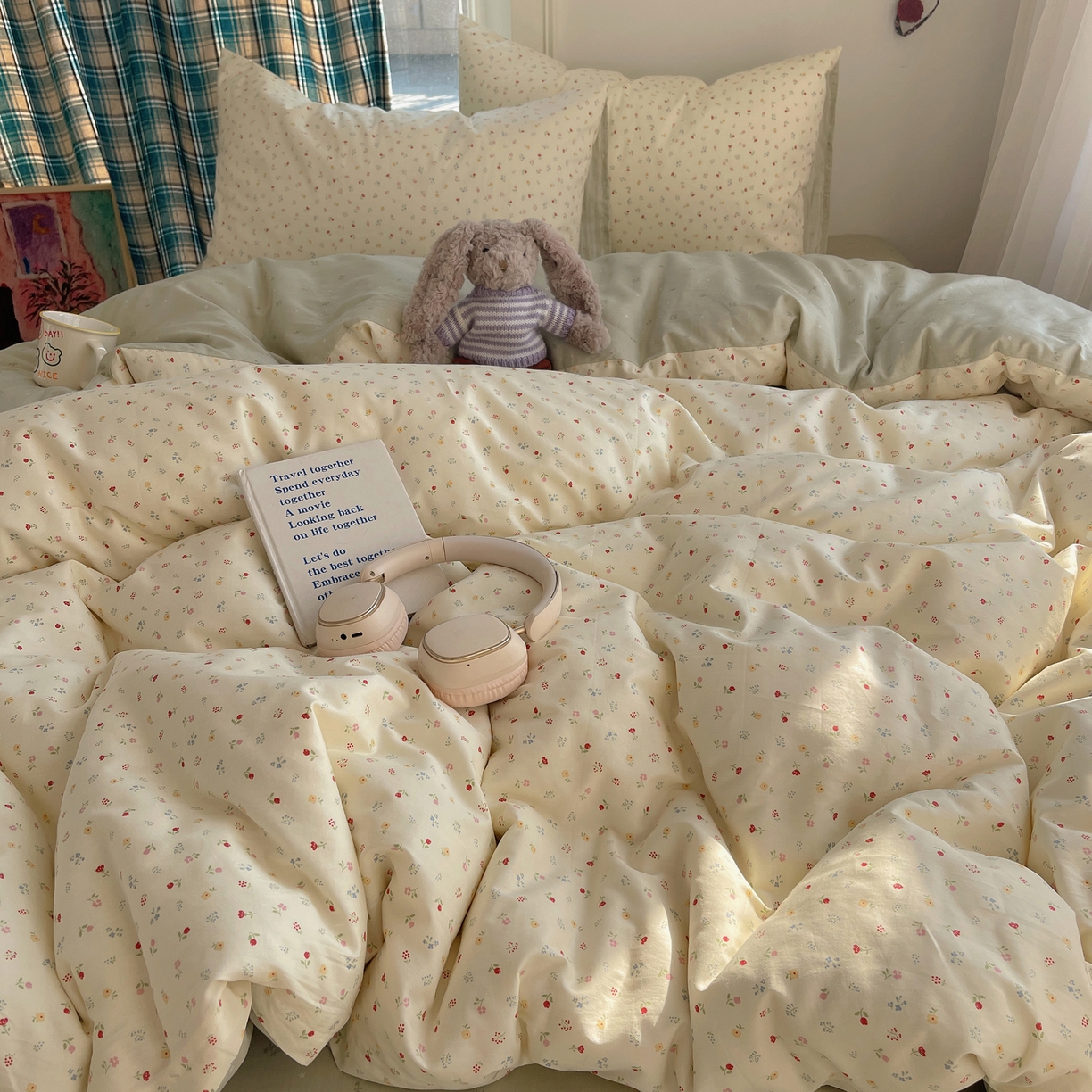 91家纺网 家纺一手货源 找家纺 XIWEN-希文家纺 2026春夏新款40支全棉纯棉13372小清新印花四件套 小野花