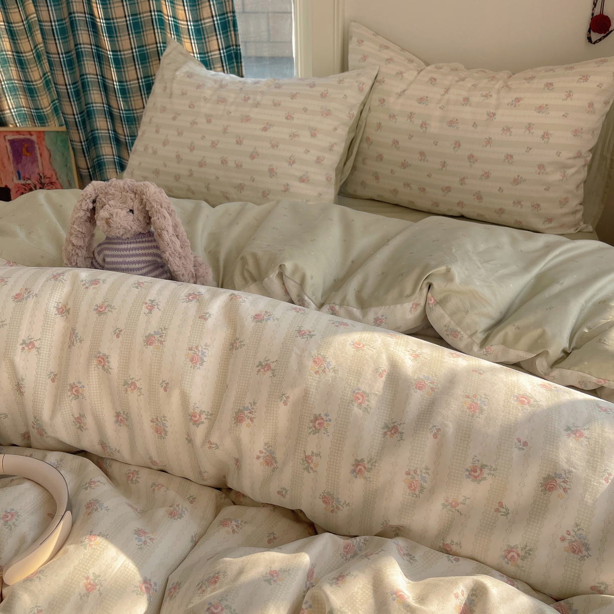 91家纺网 家纺一手货源 找家纺 XIWEN-希文家纺 2026春夏新款40支全棉纯棉13372小清新印花四件套 幸卉