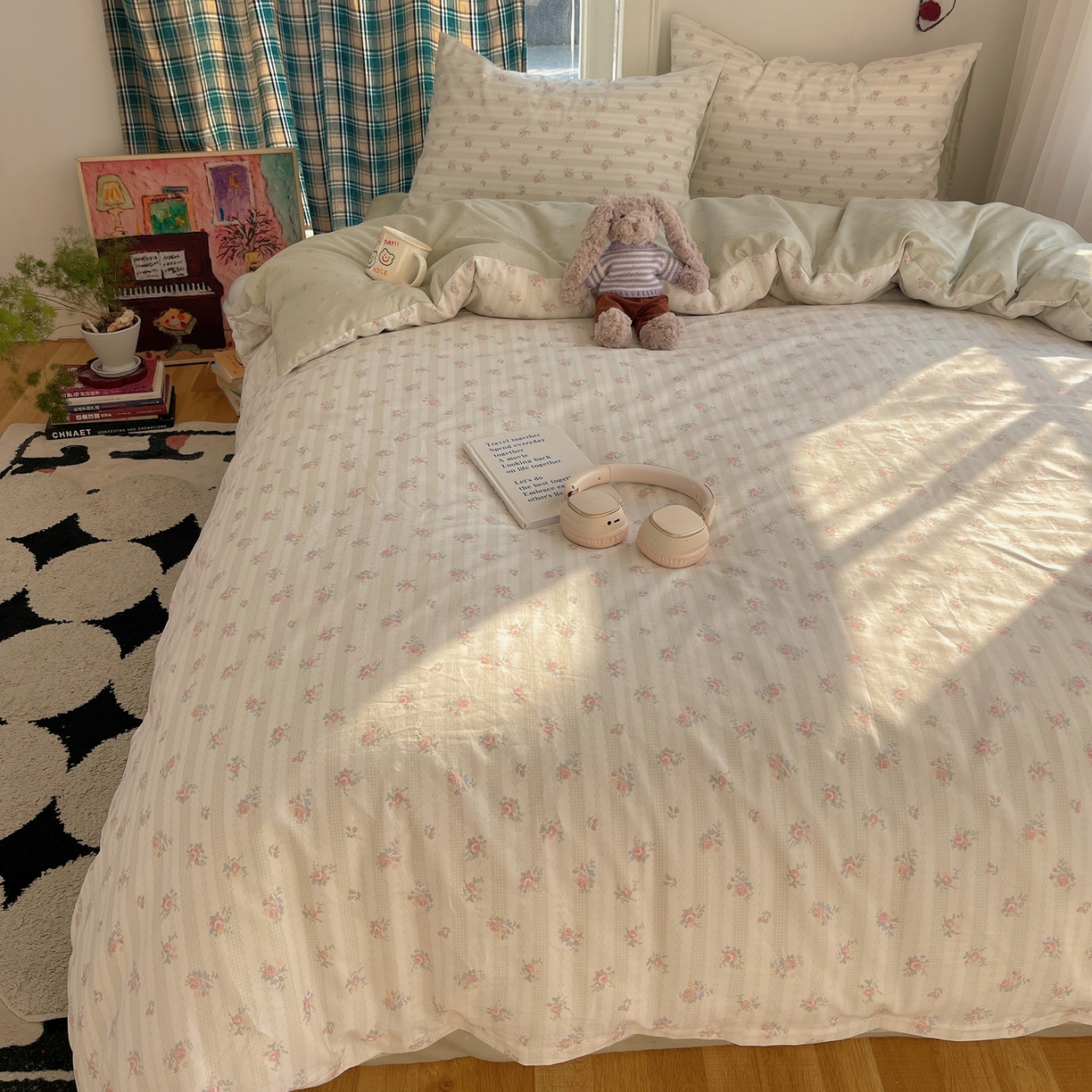 91家纺网 家纺一手货源 找家纺 XIWEN-希文家纺 2026春夏新款40支全棉纯棉13372小清新印花四件套 幸卉