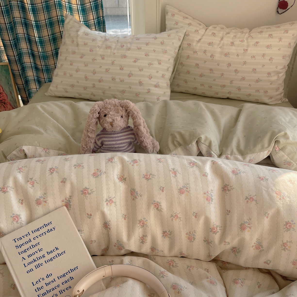 91家纺网 家纺一手货源 找家纺 XIWEN-希文家纺 2026春夏新款40支全棉纯棉13372小清新印花四件套 幸卉