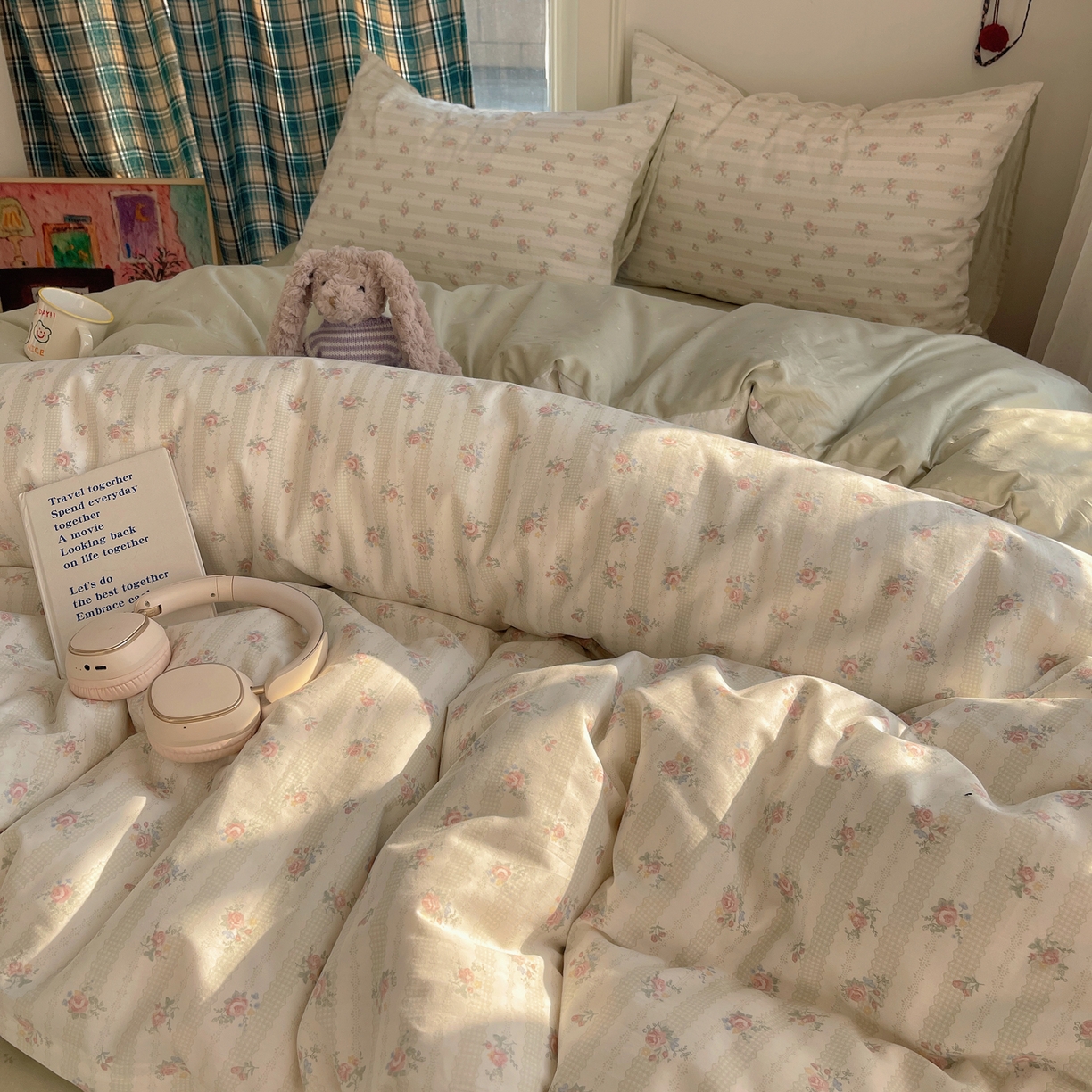 91家纺网 家纺一手货源 找家纺 XIWEN-希文家纺 2026春夏新款40支全棉纯棉13372小清新印花四件套 幸卉