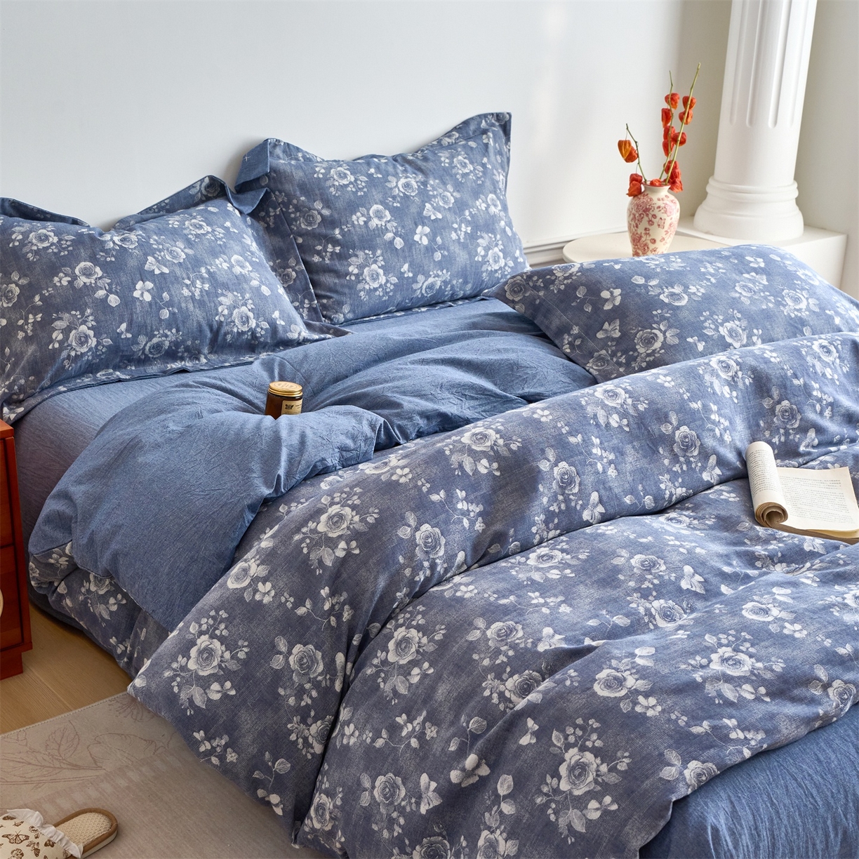 91家纺网 家纺一手货源 找家纺 （总）兰紫橙家纺 2026春夏新款A类全棉纯棉水洗棉色织提花四件套