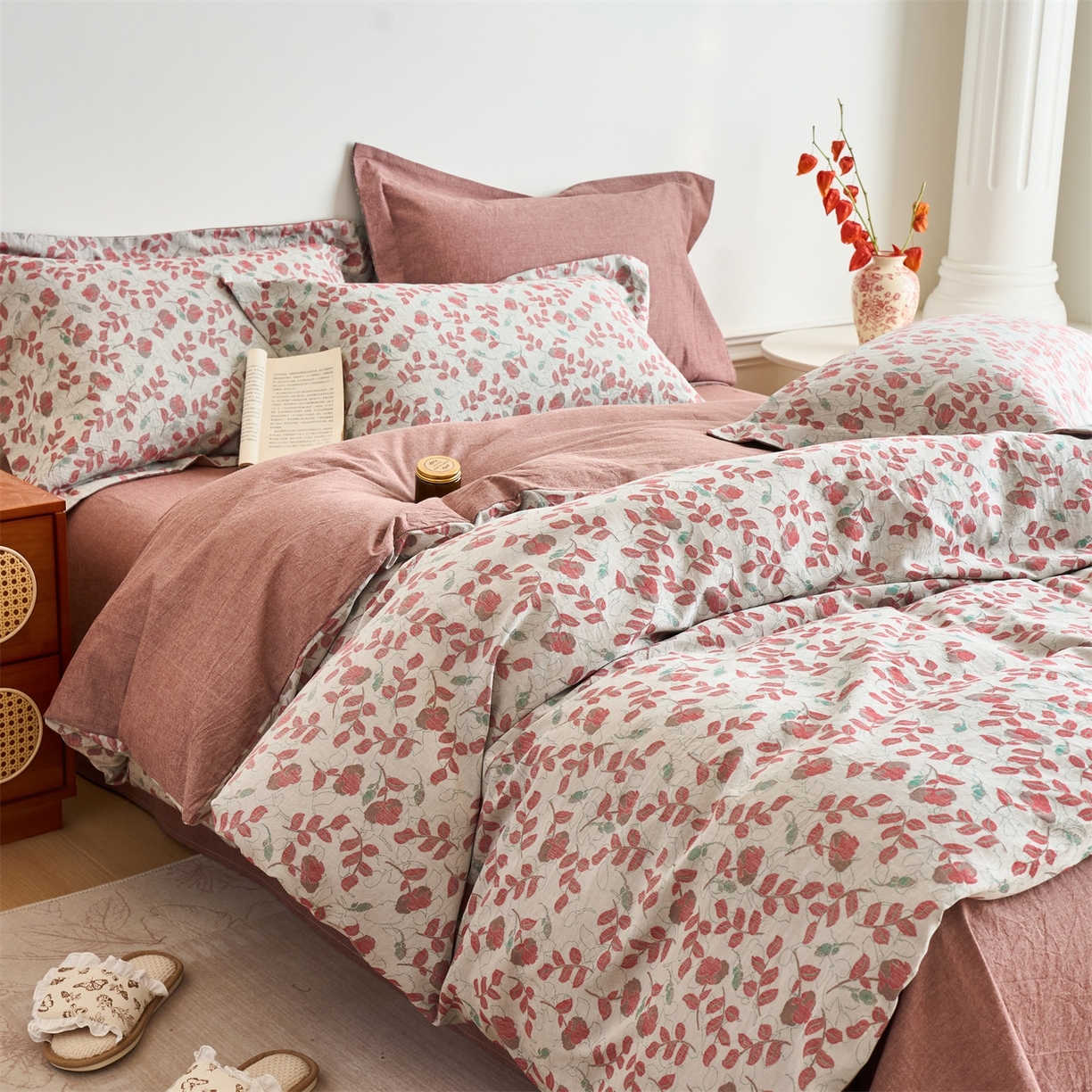 91家纺网 家纺一手货源 找家纺 （总）兰紫橙家纺 2026春夏新款A类全棉纯棉水洗棉色织提花四件套