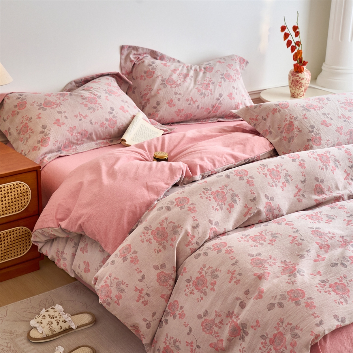 91家纺网 家纺一手货源 找家纺 （总）兰紫橙家纺 2026春夏新款A类全棉纯棉水洗棉色织提花四件套