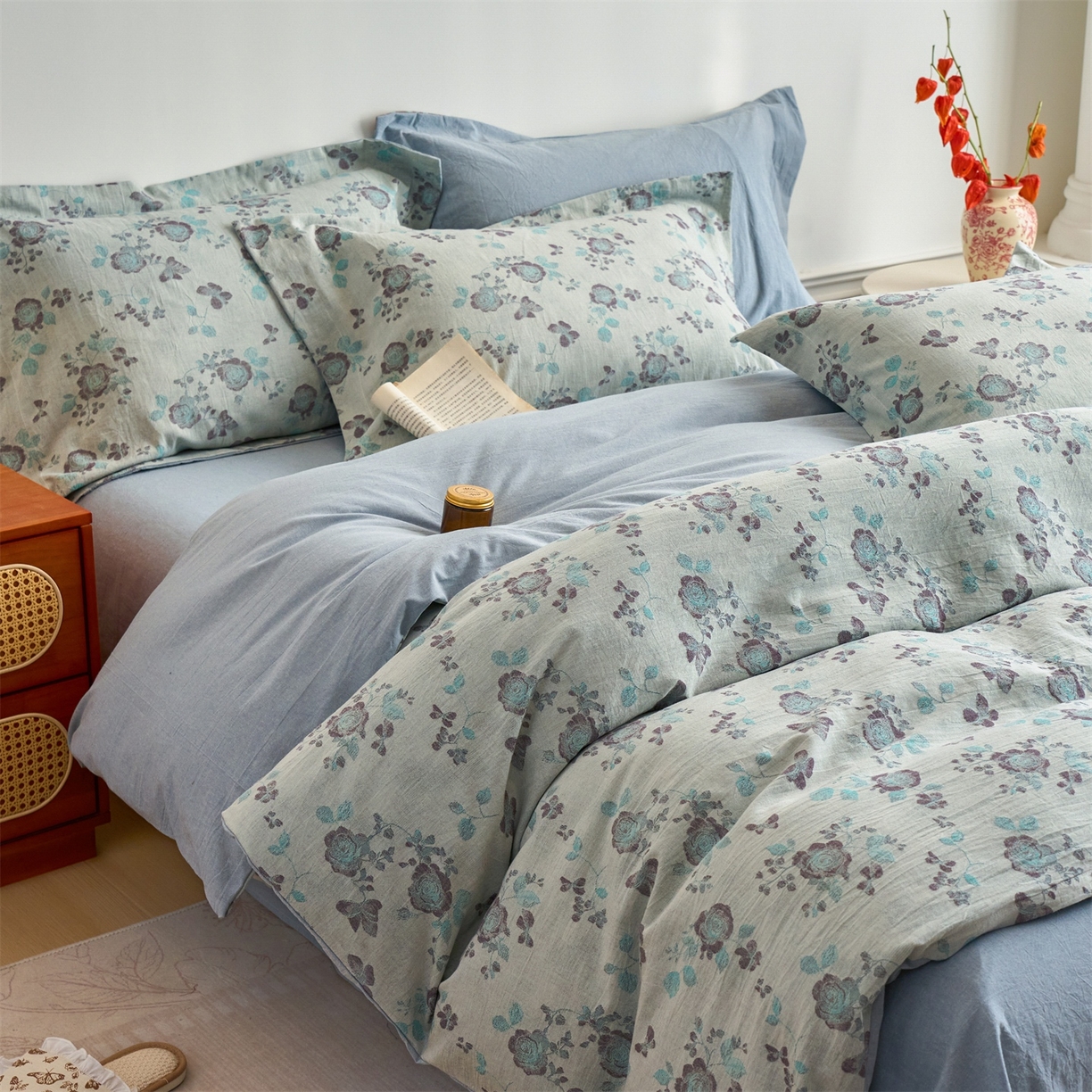 91家纺网 家纺一手货源 找家纺 （总）兰紫橙家纺 2026春夏新款A类全棉纯棉水洗棉色织提花四件套