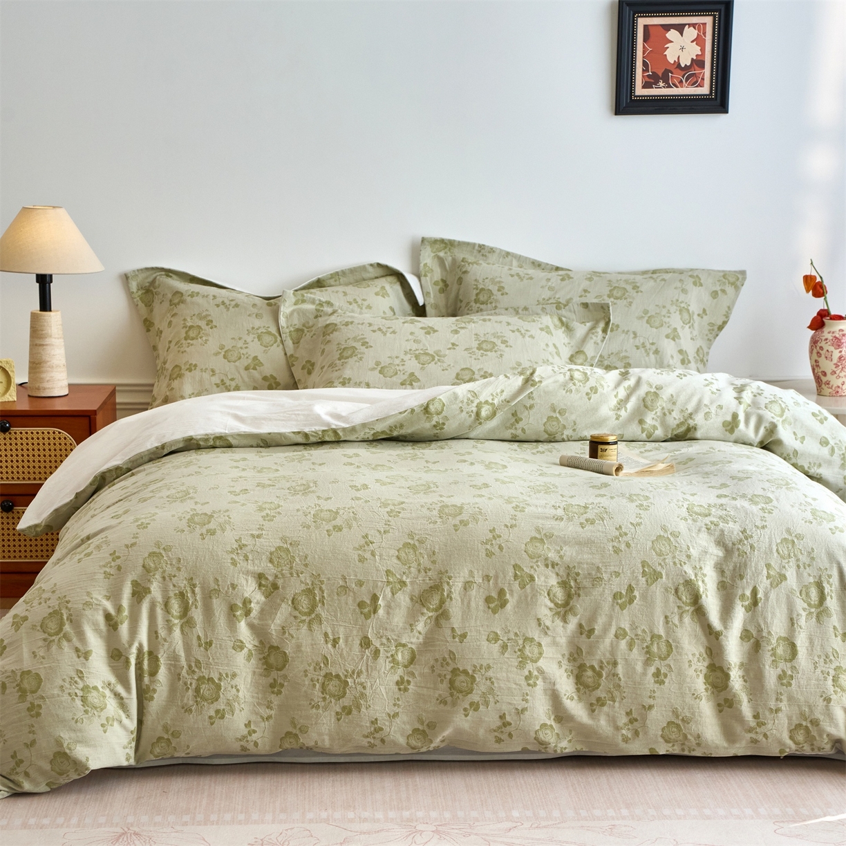 91家纺网 家纺一手货源 找家纺 兰紫橙家纺 2026春夏新款全棉纯棉色织提花四件套 花样年华-奶白