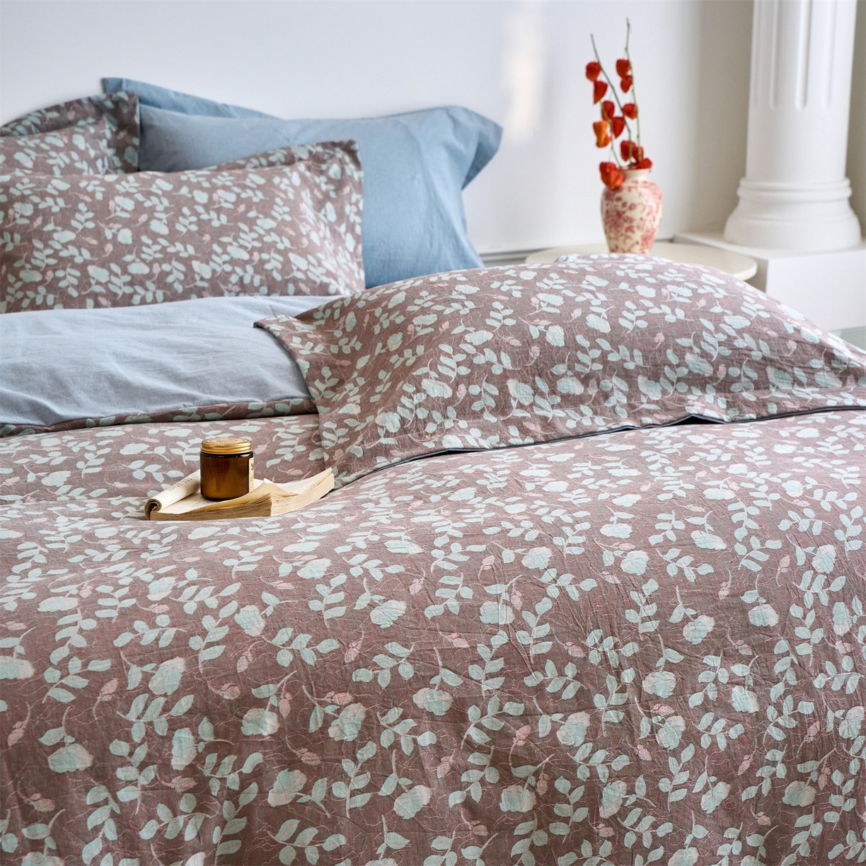 91家纺网 家纺一手货源 找家纺 兰紫橙家纺 2026春夏新款全棉纯棉色织提花四件套 未央-浅蓝