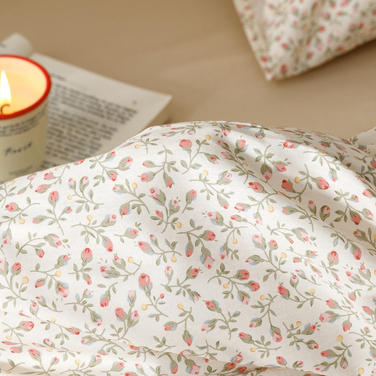 91家纺网 家纺一手货源 找家纺 女子家纺 2026新款40支13070全棉纯棉斜纹印花蕾丝四件套 含苞蔷薇