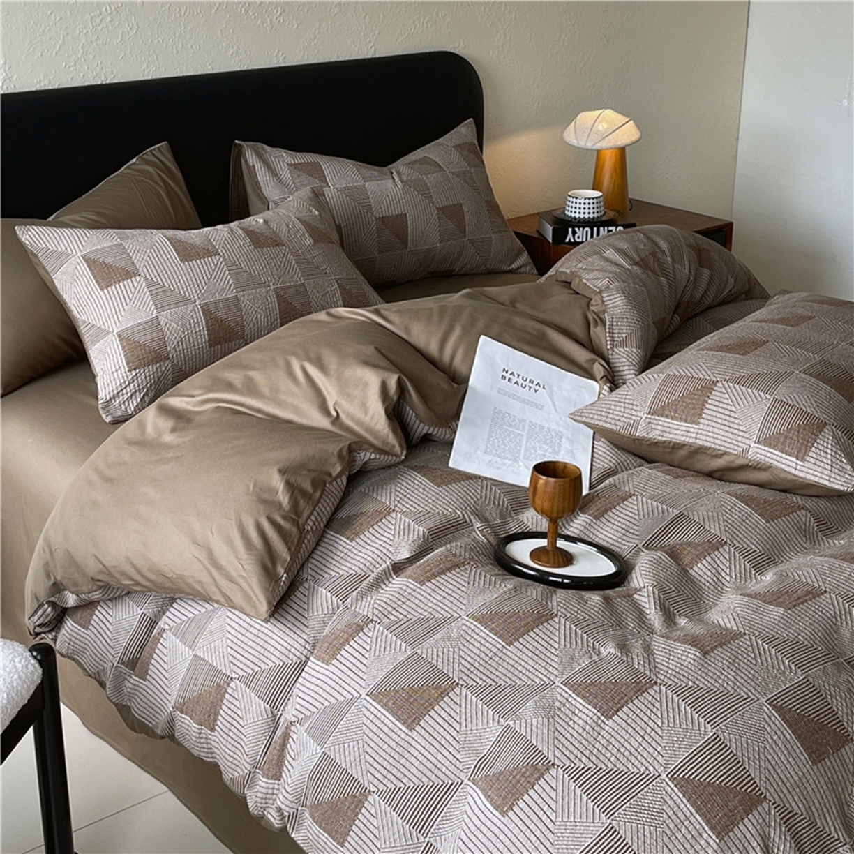 91家纺网 家纺一手货源 找家纺 （总）琪格格纺织 2026新款纯棉纯棉色织肌理纹提花华夫格纯棉轻奢简约款四件套