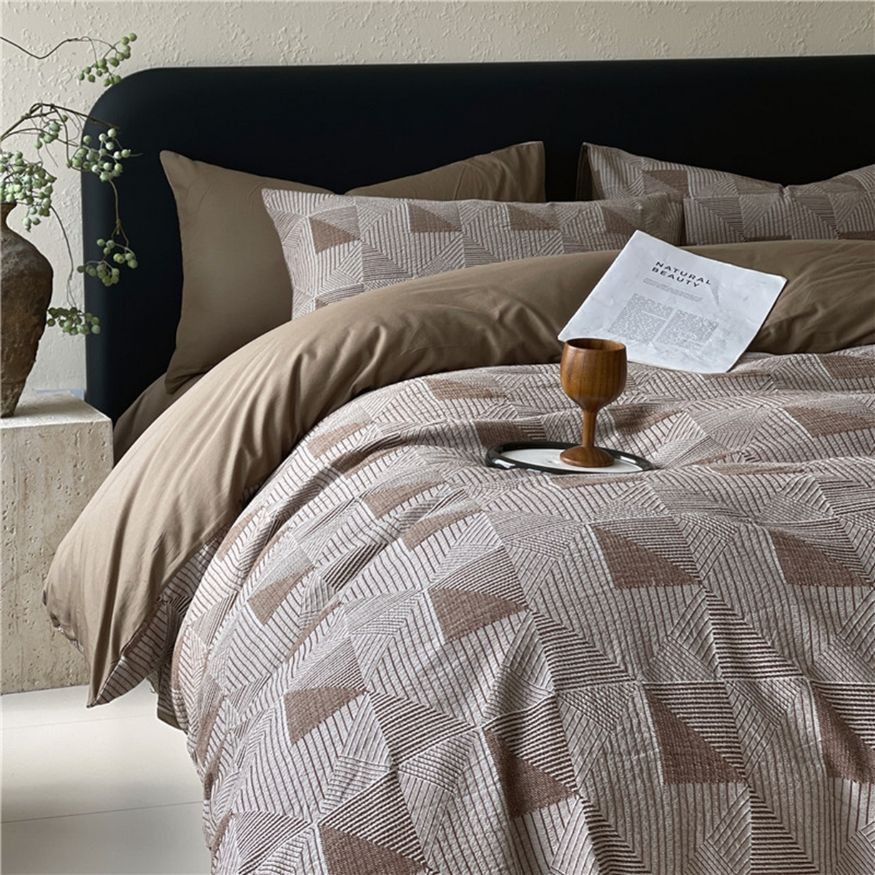 91家纺网 家纺一手货源 找家纺 （总）琪格格纺织 2026新款纯棉纯棉色织肌理纹提花华夫格纯棉轻奢简约款四件套