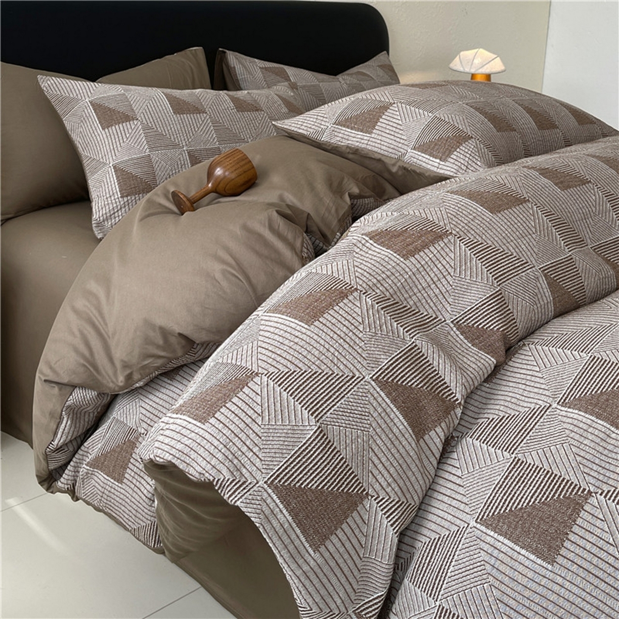 91家纺网 家纺一手货源 找家纺 （总）琪格格纺织 2026新款纯棉纯棉色织肌理纹提花华夫格纯棉轻奢简约款四件套