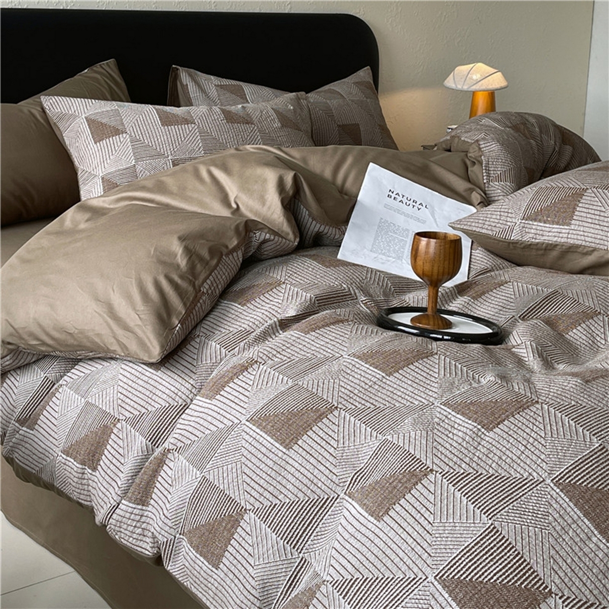 91家纺网 家纺一手货源 找家纺 （总）琪格格纺织 2026新款纯棉纯棉色织肌理纹提花华夫格纯棉轻奢简约款四件套