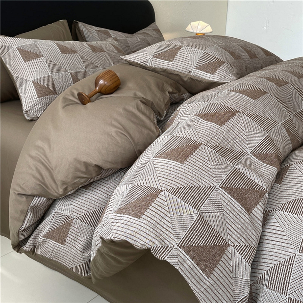 91家纺网 家纺一手货源 找家纺 （总）琪格格纺织 2026新款纯棉纯棉色织肌理纹提花华夫格纯棉轻奢简约款四件套