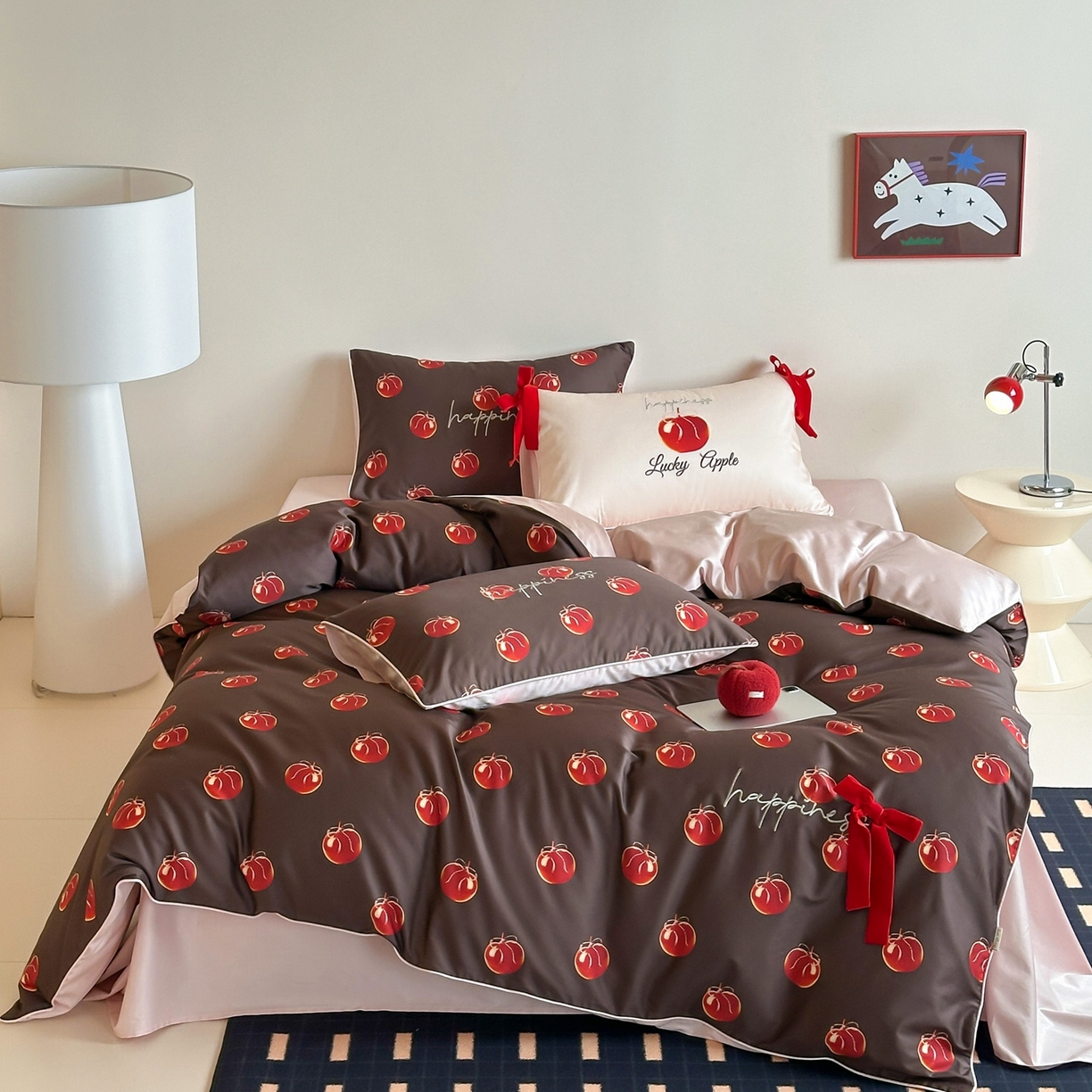 91家纺网 家纺一手货源 找家纺 （总）桔子家纺 2026春夏新款100s全棉纯棉幸运系列四件套-场景一