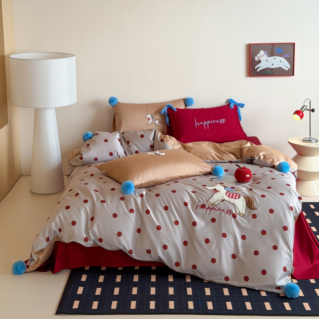 91家纺网 家纺一手货源 找家纺 （总）桔子家纺 2026春夏新款100s全棉纯棉幸运系列四件套-场景一