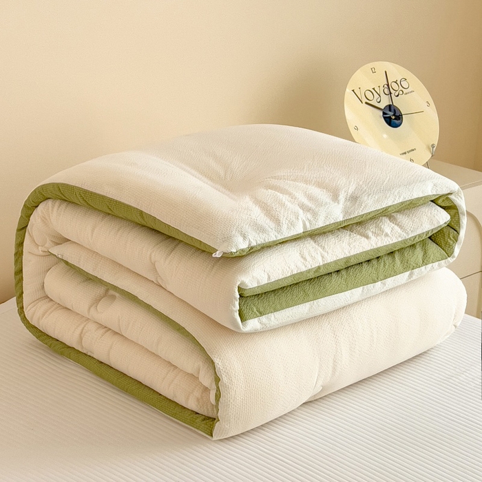 91家纺网 家纺一手货源 找家纺 （总）爱彼家纺 2026新款拼色小竹棉泡泡纱亲肤大豆被春秋被子被芯