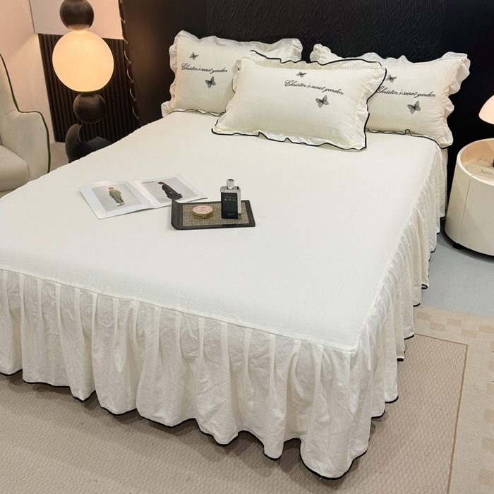 91家纺网 家纺一手货源 找家纺 （总）艺玲家纺 2026新款提花色织麻刺绣花边四件套