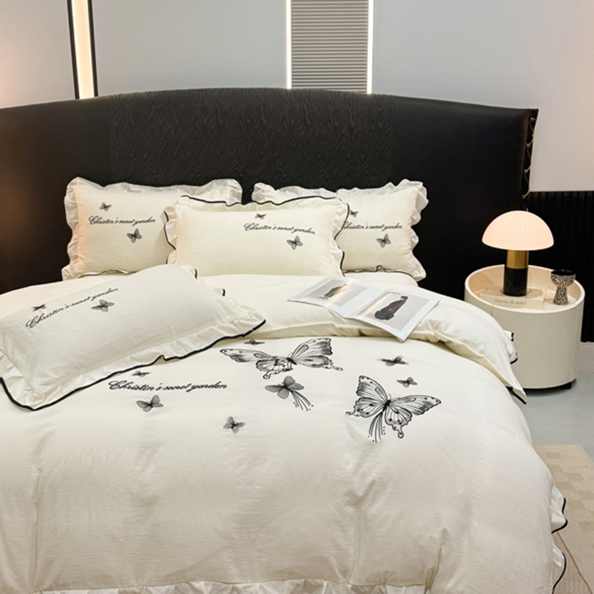 91家纺网 家纺一手货源 找家纺 （总）艺玲家纺 2026新款提花色织麻刺绣花边四件套