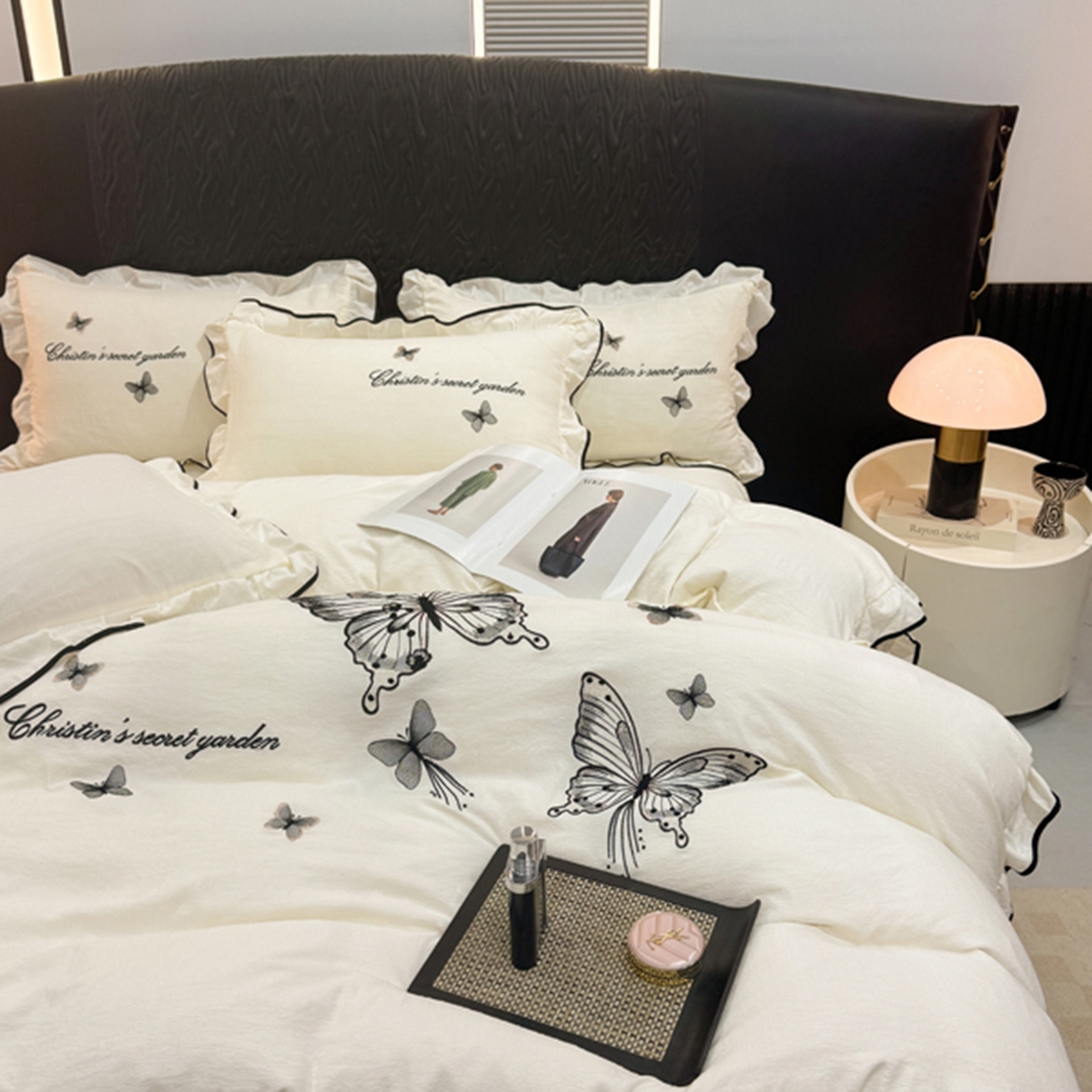 91家纺网 家纺一手货源 找家纺 （总）艺玲家纺 2026新款提花色织麻刺绣花边四件套