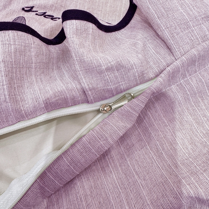 91家纺网 家纺一手货源 找家纺 艺玲家纺 2026新款提花色织麻刺绣花边四件套 轻风蝶影-浅紫