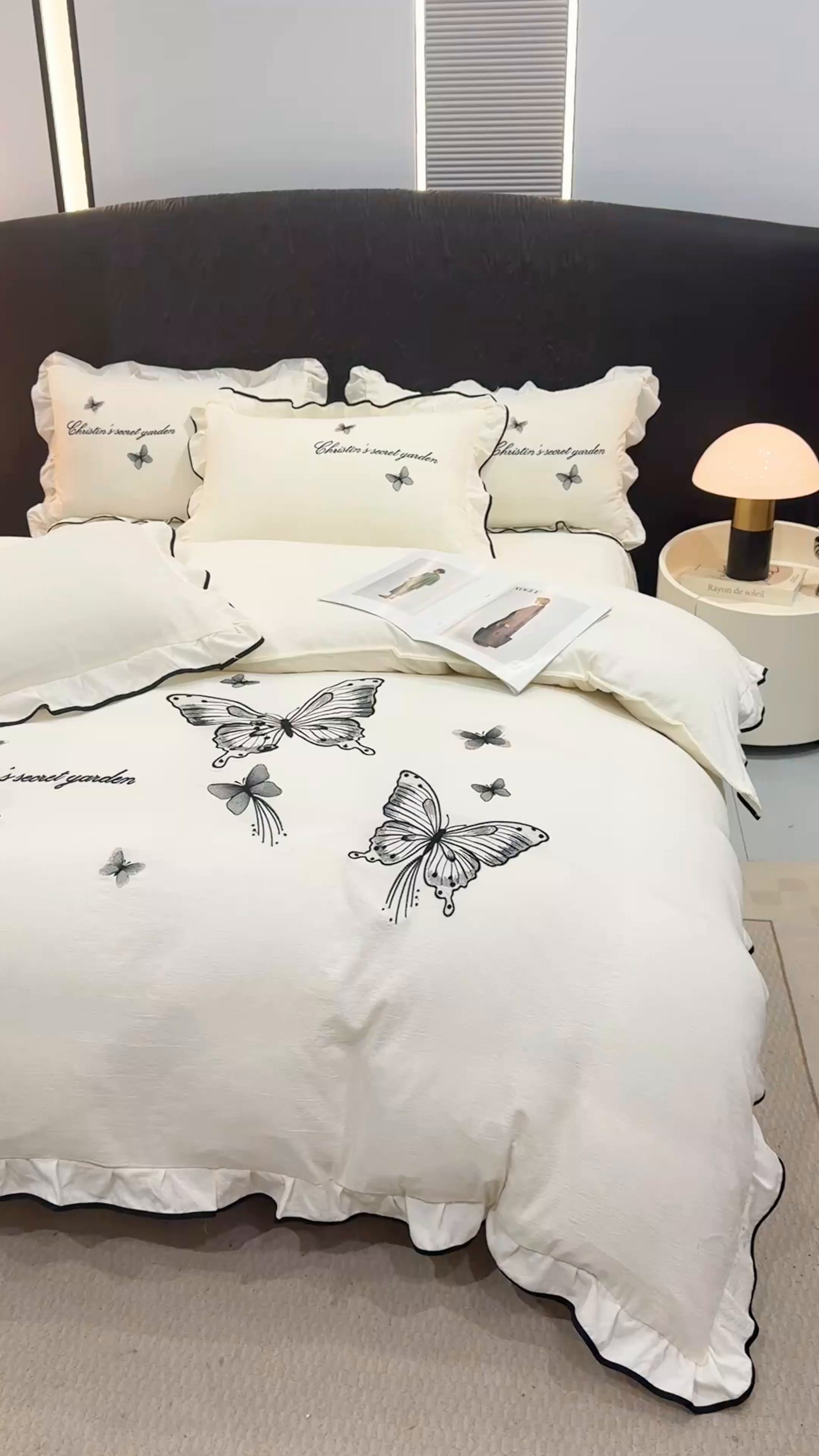 91家纺网 家纺一手货源 找家纺 （总）艺玲家纺 2026新款提花色织麻刺绣花边四件套