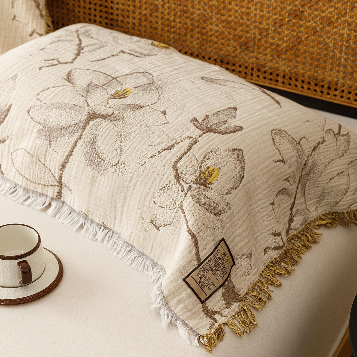 91家纺网 家纺一手货源 找家纺 （总）朴尔家纺-毛巾被 2026新款全棉60s精细纱流苏花边四层纱布毛巾被