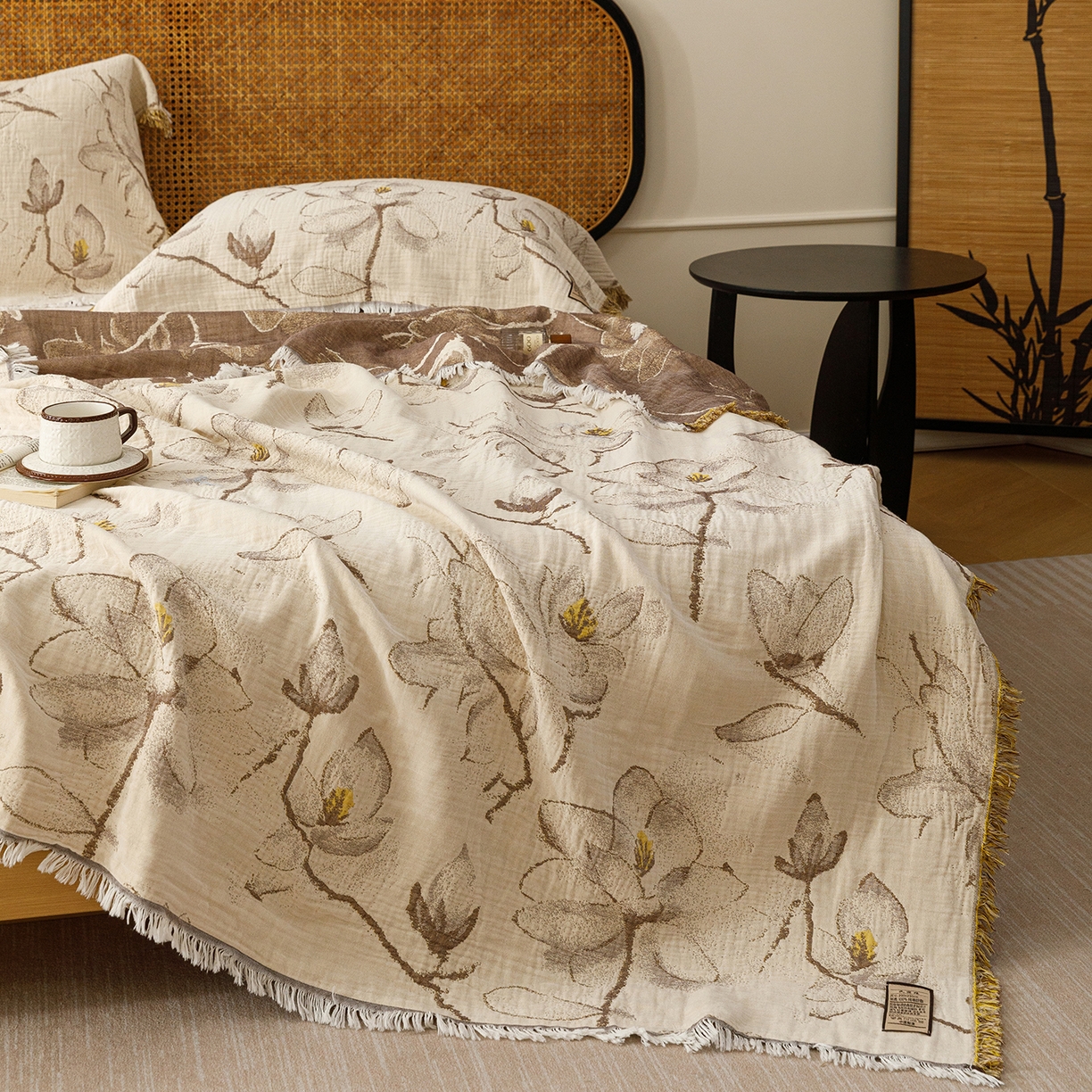 91家纺网 家纺一手货源 找家纺 （总）朴尔家纺-毛巾被 2026新款全棉60s精细纱流苏花边四层纱布毛巾被