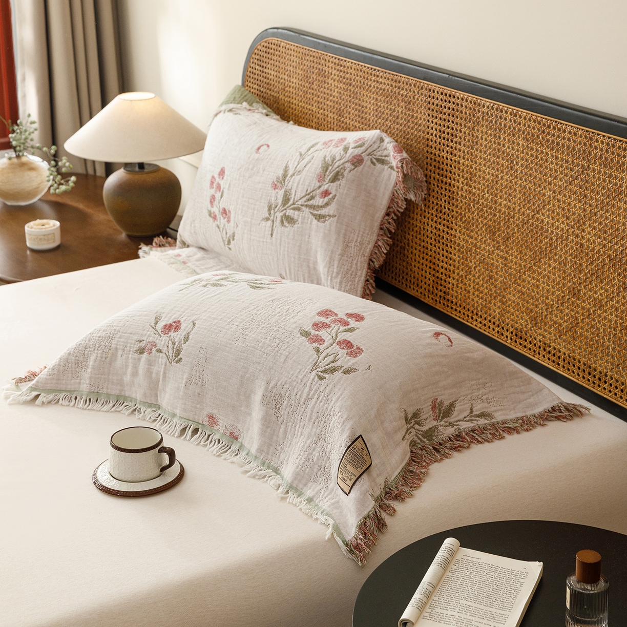 91家纺网 家纺一手货源 找家纺 朴尔家纺-毛巾被 2026新款全棉60s精细纱流苏花边四层纱布毛巾被 芝芝梅