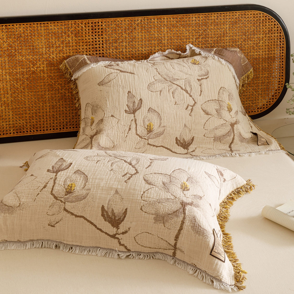 91家纺网 家纺一手货源 找家纺 朴尔家纺-毛巾被 2026新款全棉流苏巨大尺寸60S纱布枕巾 春木兰