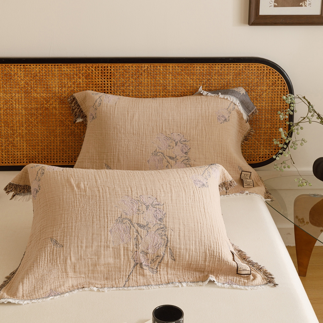 91家纺网 家纺一手货源 找家纺 朴尔家纺-毛巾被 2026新款全棉流苏巨大尺寸60S纱布枕巾 花饰