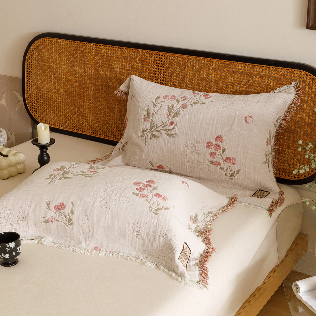 朴尔家纺-毛巾被 2026新款全棉流苏巨大尺寸60S纱布枕巾 芝芝莓