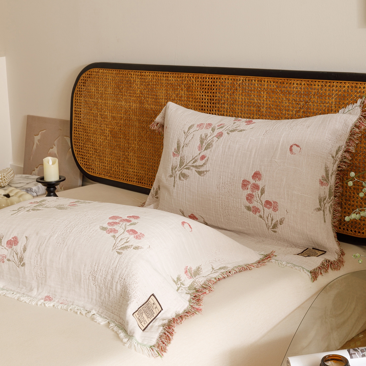 91家纺网 家纺一手货源 找家纺 朴尔家纺-毛巾被 2026新款全棉流苏巨大尺寸60S纱布枕巾 芝芝莓