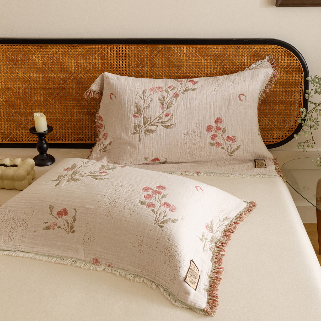 91家纺网 家纺一手货源 找家纺 朴尔家纺-毛巾被 2026新款全棉流苏巨大尺寸60S纱布枕巾 芝芝莓