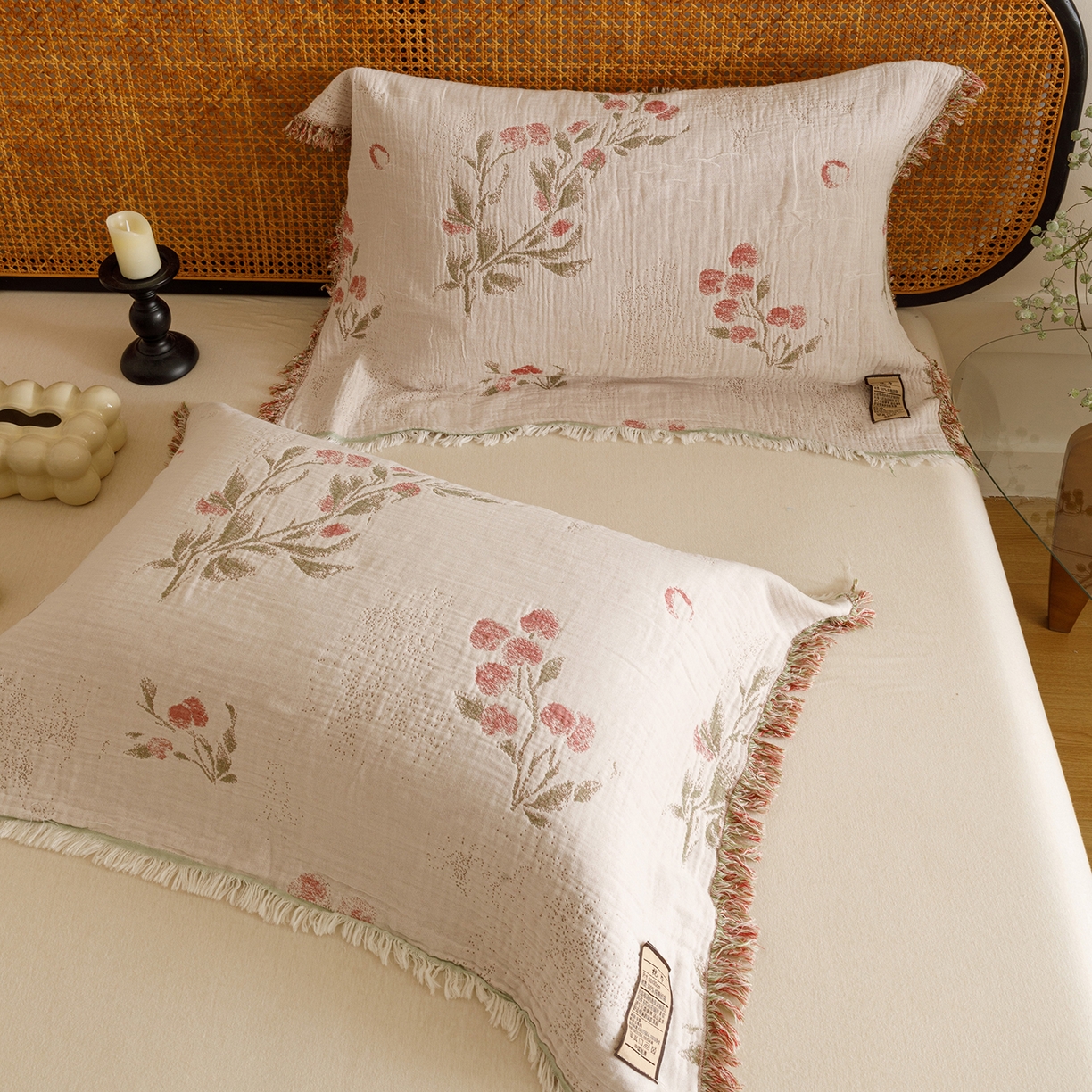 91家纺网 家纺一手货源 找家纺 朴尔家纺-毛巾被 2026新款全棉流苏巨大尺寸60S纱布枕巾 芝芝莓