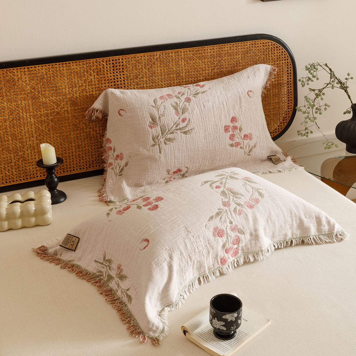 91家纺网 家纺一手货源 找家纺 朴尔家纺-毛巾被 2026新款全棉流苏巨大尺寸60S纱布枕巾 芝芝莓