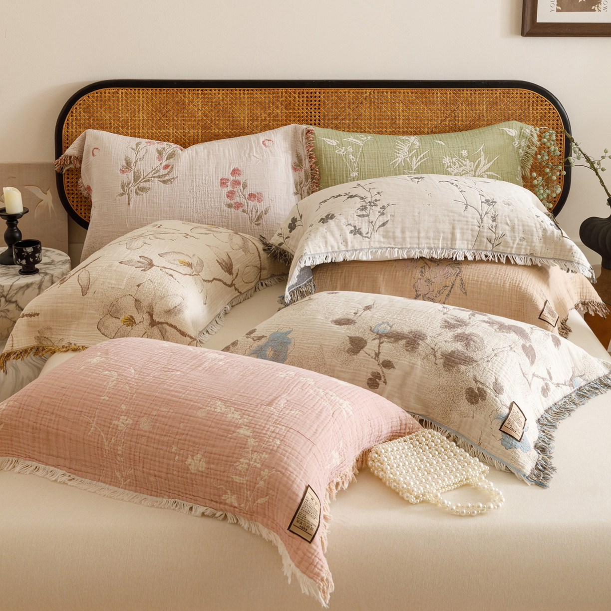 91家纺网 家纺一手货源 找家纺 朴尔家纺-毛巾被 2026新款全棉流苏巨大尺寸60S纱布枕巾 组合图